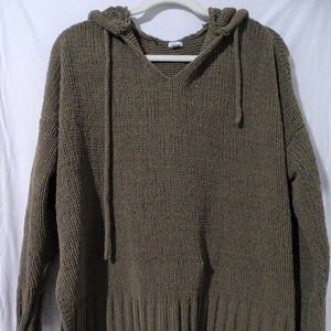 Aerie | Olive Green Knit Hooded Sweater | XS